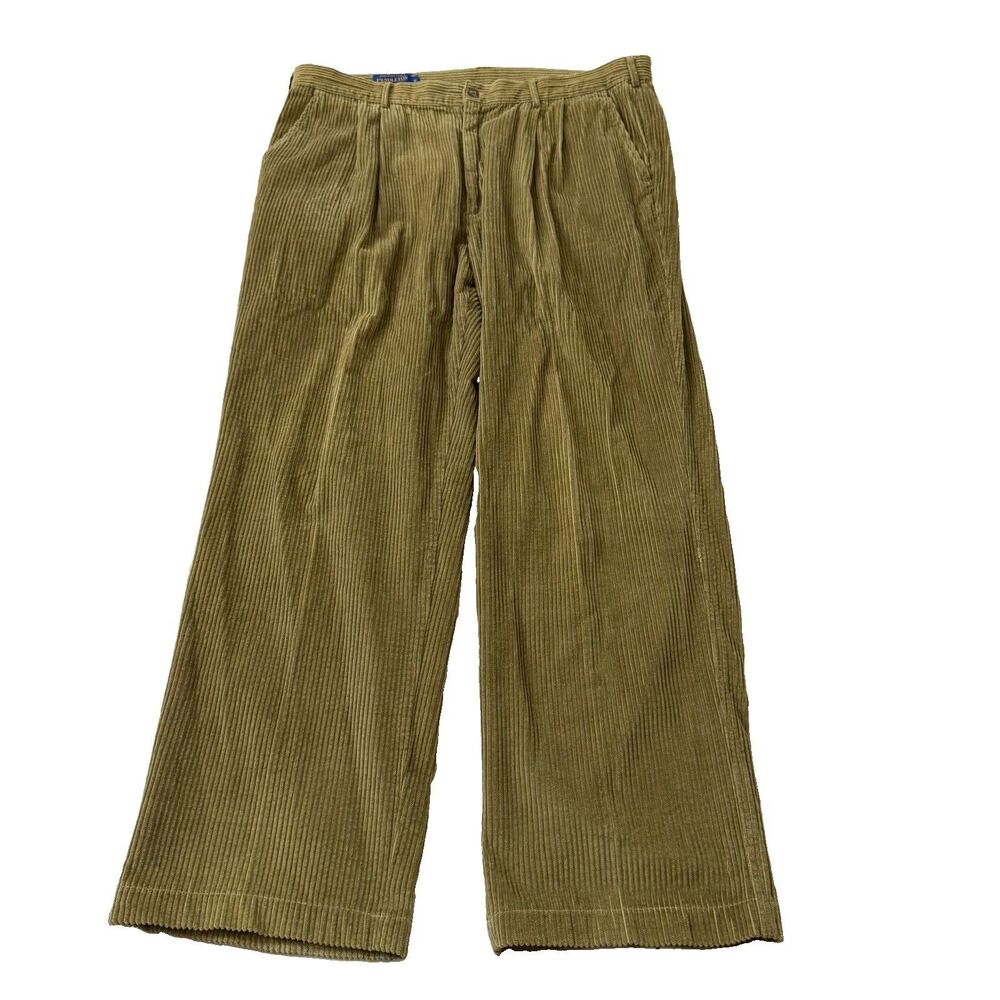 Vintage Pendleton Corduroy Pants Mens 40 x 32 Tan Khaki Wide Pleated Cotton